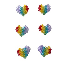 Breloque Cœur Perlée Arc-en-ciel |   Pendentif en perles de cristal fait main pour bijoux, porte-clés, sangles de téléphone et boucles d'oreilles |   Boucle en acier inoxydable - Product Image 6