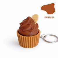 Porte-clés Fidget Clicker 3D en forme de cupcake au chocolat, clavier de dessert simulé, jouet anti-stress pour les doigts, vente en gros, personnalisable