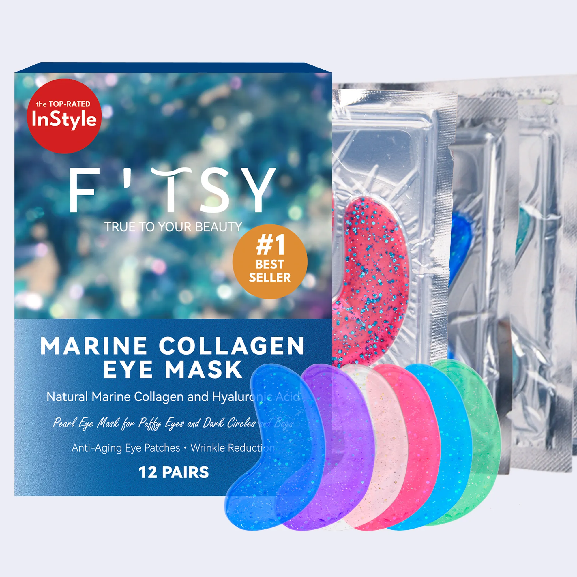 Masque pour les yeux au collagène en or 24k pour enlever les protéines des cernes en cristal OEM ODM pour les patchs sous les yeux