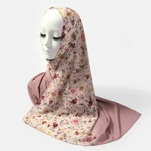 Hijab de seda satinada con estampado personalizado, el mejor Hijab de gasa de Malasia, crepé de gasa con diamantes, Bawal Tudung para mujeres musulmanas