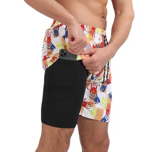 กางเกงว่ายน้ำขาสั้นสำหรับผู้ชายพิมพ์ลายดิจิทัลแบบ2 in 1กางเกงขาสั้นเล่นเซิร์ฟสำหรับผู้ชายแห้งเร็วชุดชายหาด - Product Image 6