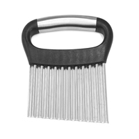 Outil de découpe pour frites gaufrettes, couteau à légumes et fruits frais, lame de hachage ergonomique renforcée avec manche en bois, gadgets de cuisine