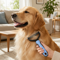 Ensemble de brosses de toilettage pour animaux de compagnie en plastique 3 en 1, sûr, portable, facile à utiliser, avec des outils de démêlage et d'élimination des poils pour chats et chiens