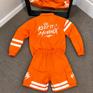 Summer Men Designer Windbreaker <strong>Short</strong> Set, Blank Custom Brand Tracksuit, Orange Rhinestone Reflective Set With <strong>Shorts</strong> &amp; Tshirt - Product Image 2