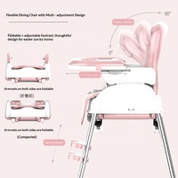 Chaise haute pour bébé en plastique pour enfants, multifonctionnelle, réglable, avec roulettes coulissantes, chaise de repas portable
