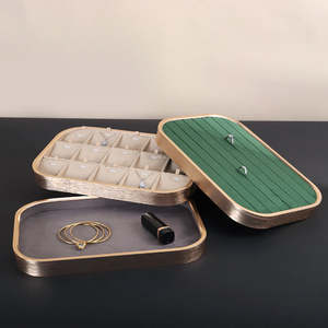 Jinsky Black <b>Jewelry</b> Display <b>Tray</b> Microfiber Metal Frame Plain/ring/necklace/pendant <b>Jewelry</b> <b>Tray</b> Necklace <b>Trays</b> Ring Organizer - Product Image 4