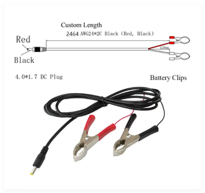 Kẹp Ắc Quy Xe Vào Cáp Nguồn DC 2464 AWG24 Với 12V 24V DC 4.0X1.7Mm Kẹp Cá Sấu Nam 30A Mở 20Mm - Product Image 6