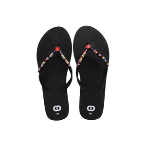 Sandales compensées noires style bohème pour femmes, avec perles colorées, lanières perlées, tongs d'été, logo personnalisé - Product Image 2