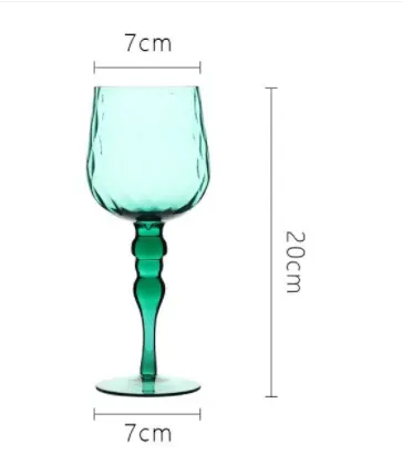 Europe Style Handmade Customized Ripple Crystal Luxury Romantic Red Wine Glasses Ripple Stripe goblet green vintage glass goblet