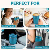Gourde isotherme sous vide en acier inoxydable sans BPA 12/16 oz, tasse à café réutilisable pour café glacé, tasse de voyage pour café chaud