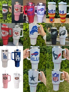Vasos de Acero Inoxidable de 40 oz con Pedrería del Equipo de Fútbol Americano Kansas City Chiefs, 17 Colores, con Asa y Tapa, Estilo Bling - Product Image 6
