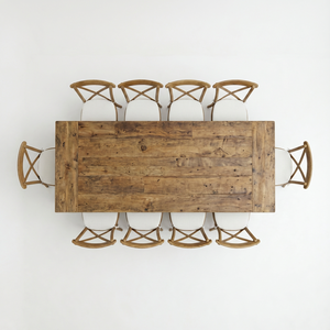 طاولة طعام قابلة للطي من خشب الصنوبر العتيق بتصميم عصري للاستخدام في المنازل الريفية والفنادق، ذات بنية متينة - Product Image 6