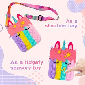 Unicorn Pop Purse for Girl Bag with Unicorn Toy Shoulder Bag Toys Pop <b>Backpack</b> Toy for Kids <b>Backpack</b> Silicone Bag - Product Image 3