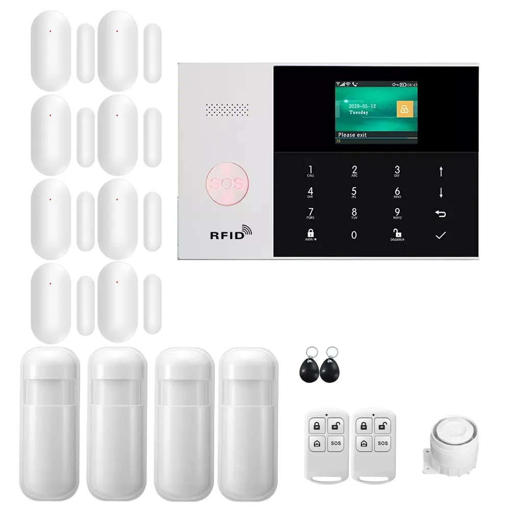 Sistem Alarm untuk Keamanan Pencuri Rumah 433MHz WiFi GSM Alarm Nirkabel Tuya Smart House App Control dengan Sensor Pintu Dua Arah
