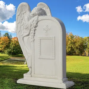 Памятник кладбища в американском стиле, белый ангел, Мраморная надгробия