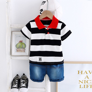 Vêtements pour enfants et vêtements en coton, ensemble de vêtements pour garçons, pantalon en jean scolaire, ensemble de 2 pièces avec t-shirt polo - Product Image 4