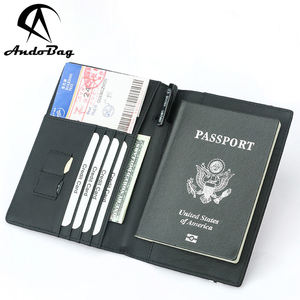 กระเป๋าใส่พาสปอร์ต AndoBag หนังวัวแท้ ผสมคาร์บอนไฟเบอร์ สำหรับผู้ชาย พร้อมช่องใส่บัตร RFID กระเป๋าสตางค์แฟชั่น ใส่บัตรและเอกสาร - Product Image 1