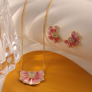 Ensemble collier et boucles d'oreilles mode européenne et américaine, émail coloré, coquillage géométrique, cuivre plaqué or, vente en gros, nouveau design - Product Image 2