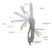 Couteau de poche 11 en 1 Randonnée en plein air Camping Multi-outils Couteau de poche avec lame de scie Ouvre-bouteille Lime à ongles
