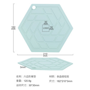 Sous-verre hexagonal en silicone résistant à la chaleur, set multicolore pour la protection des boissons (café, thé) - Product Image 5