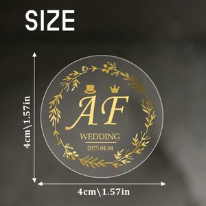 <span class=keywords><strong>Pegatinas</strong></span> <span class=keywords><strong>Personalizadas</strong></span> para Boda, Transparentes, con Lámina Dorada, de PVC, Impermeables y Duraderas, para Regalos, Monogramas, Bautizos, Recuerdos de Fiesta - Product Image 2