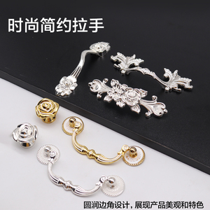 Modern European Style Rose Handle <b>Gold</b> Silver Chrome Cabinet <b>Drawer</b> <b>Pulls</b> Minimalist Design - Product Image 2