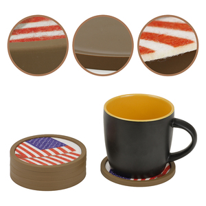 Sets de table en feutre absorbants et écologiques, résistants à l'huile, motif drapeau américain, avec <span class=keywords><strong>rebord</strong></span> en <span class=keywords><strong>silicone</strong></span> antidérapant, et sous-verres résistants à la chaleur - Product Image 4