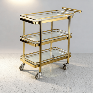 Chariot de Service Commercial à Trois Niveaux en Acier Inoxydable Fournitures pour Hôtels et Restaurants - Product Image 1