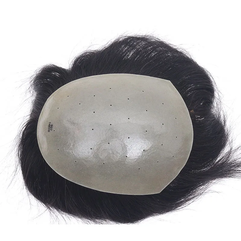 Wholesale Invisible Natural Black Remy Human Hair Men Toupee Thin Skin ng Toupee Hair Wig