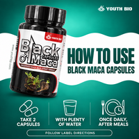 Capsules de Maca Noire Concentrée, Extrait à Haute Concentration 20:1, 1000mg, L-Arginine, Vitalité Quotidienne, Force, Adultes, 45 Doses, OEM ODM