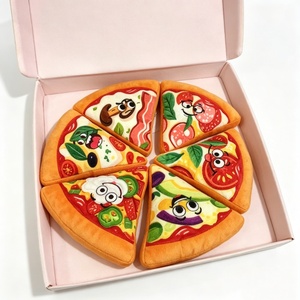 Customized Pizza Slice Plush Toy Set, Set of 6 <b>Cute</b> Food Themed Stuffed Plushies with Printed Faces & Toppings - Product Image 2