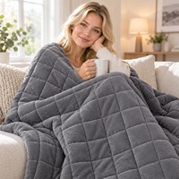 Couverture lestée respirante et rafraîchissante avec billes de verre, en coton et fibres de bambou, pour lit simple, double, king size et utilisation en voyage