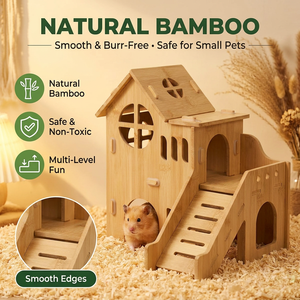 Villa di Lusso in <span class=keywords><strong>Legno</strong></span> per Piccoli Animali Domestici, Casetta per Criceti a Più Stanze, Nido Traspirante in <span class=keywords><strong>Legno</strong></span>, Habitat per Esercizio per Gerbilli e Topi - Product Image 2