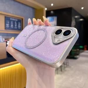 Funda de Teléfono con Carga Inalámbrica Magnética, Diseño de Cielo Estrellado Galvanizado de Lujo, con Incrustaciones de Diamantes, para iPhone 17 Pro Max 16 15 14 - Product Image 3