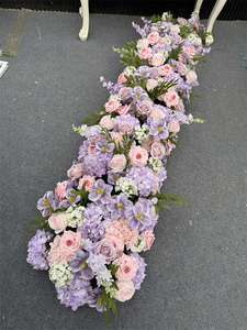Nuovo Design Decorazione Floreale per Matrimoni Colore Viola Rosa Artificiale e Ortensia Viola Chiaro per Corridoio Nuziale - Product Image 4