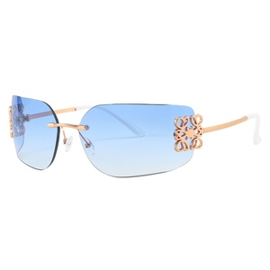 New Arrival Y2K <b>Retro</b> Oversized Vintage Brand Designer Metal Rimless UV400 <b>Sunglasses</b> - Product Image 5