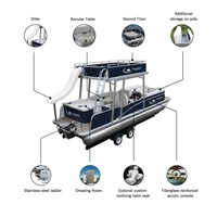 Bateaux pontons flottants récréatifs à double pont en aluminium, avec pont élégant, yacht de luxe de 26 pieds, en alliage d'aluminium soudé, moteur hors-bord 18