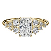Bague de fiançailles en or massif 10K/14K/18K avec diamant de laboratoire taille radiant 2 carats, serti pavé latéral, certifié IGI, personnalisable CVD/HPHT VVS
