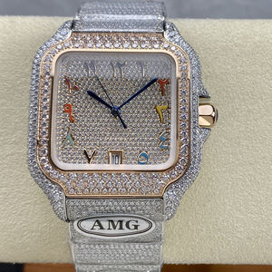 Montre de luxe personnalisée en or 18 carats avec diamants carrés et moissanite pour homme, fabriquée en usine OEM - Product Image 4