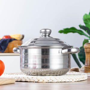 Küçük süt tenceresi, kapaklı paslanmaz çelik, çift kulak pot, düz alt, haddelenmiş kenar ve düz alt çorba tenceresi, üç parçalı set - Product Image 4