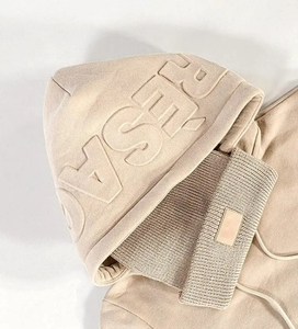 Sweat-shirt à logo gaufré de haute qualité, sweat-shirt personnalisé surdimensionné, sweat-shirt à capuche imprimé en 3D, personnalisation en gros - Product Image 3