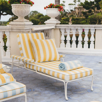 Chaise longue réglable de haute qualité Hodon, personnalisée, rayée jaune et blanc, classique d'été, protection solaire en plein air