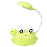 Lampe de bureau LED pour enfants, motif crabe de dessin animé, protection des yeux, abat-jour en plastique, taille-crayon, porte-stylo, chargement USB