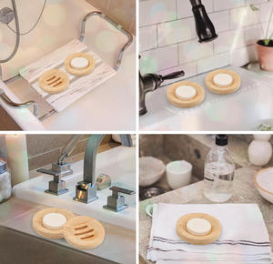Jabonera de Bambú para Jabón en Barra en la Ducha, Soportes Redondos de Madera Personalizados con Embalaje en Caja de Papel - Product Image 2
