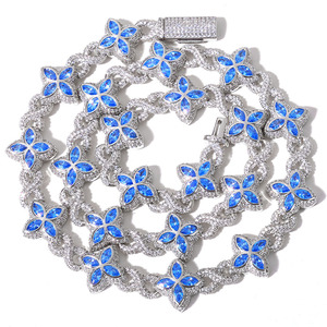 โรงงานขายส่งสร้อยคอแฟชั่นผู้ชายและผู้หญิง ดีไซน์ดอกไม้ เงินแท้ 925 สไตล์ฮิปฮอป ประดับเพชรโมอิสซาไนต์ - Product Image 6