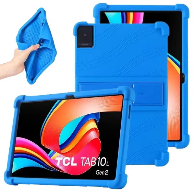 For TCL TAB 10L Gen3 8193A 10.1inch Tablet Case Shockproof Airbags Soft Silicone Ajustable Stand Precise Cutouts Cover