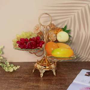 2024 בסגנון חדש זהב פירות זכוכית ומתכת מגדל עבור בית פירות תפאורה עבור קישוט החתונה משטח - Product Image 2