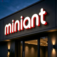 Enseignes lumineuses LED personnalisées en acier inoxydable sans cadre, lettres en relief, éclairage frontal, façade en acrylique pour publicité de devanture de magasin, logo