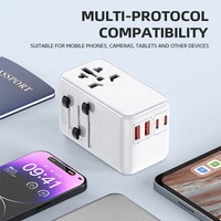 Cargador Universal Worldplug de 100W GaN PD con 4 Puertos USB - Adaptador de Viaje con Compatibilidad con Enchufes de Todo el Mundo