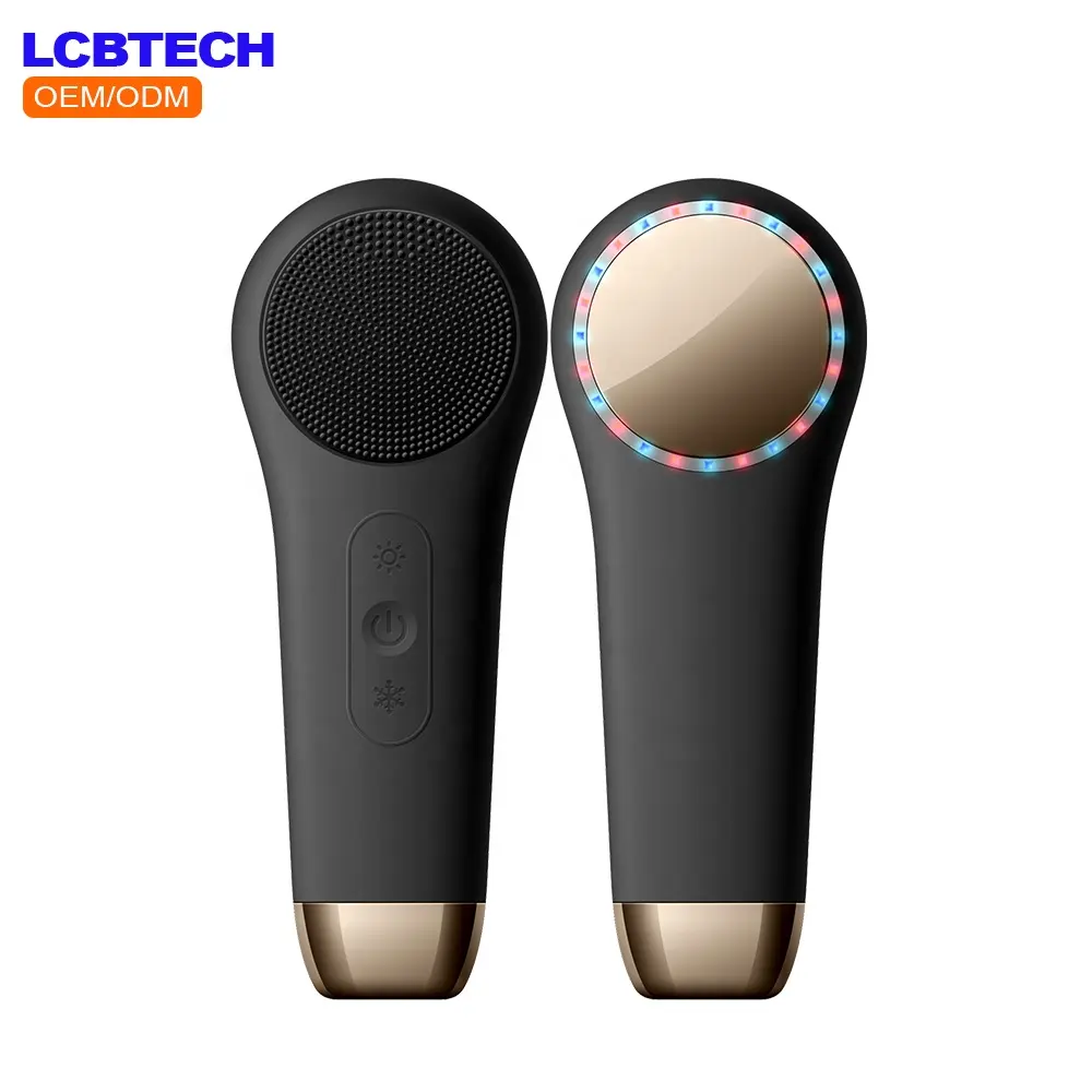 F518 LED Lighting hot Cold Facial Cleansing Brush Wholesale Silicone Face Scrubber Waterproof Silicone Cleaner brush
